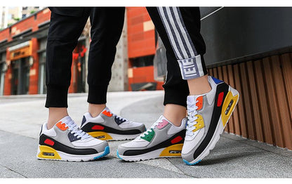 Unisex Air Cushion Sneakers Stevvex color-block running shoes with accents, 3 colorways on Tampa Home & Garden Store
