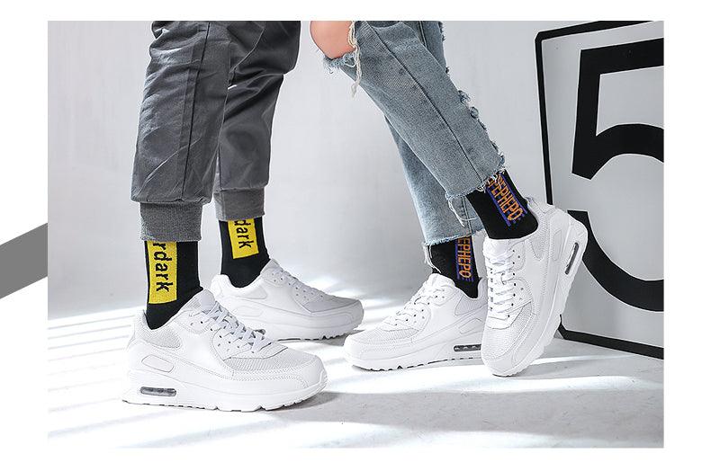 Unisex Air Cushion Sneakers white Stevvex casual athletic lace-up shoes on Tampa Home & Garden Store