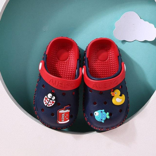 Stevvex unisex children slippers navy blue with red strap non-slip beach shoes for boys girls on Tampa Home & Garden Store
