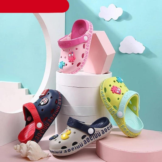 Unisex kids slippers clogs by Stevvex in pink red navy aqua with strap five-pair set on Tampa Home & Garden Store