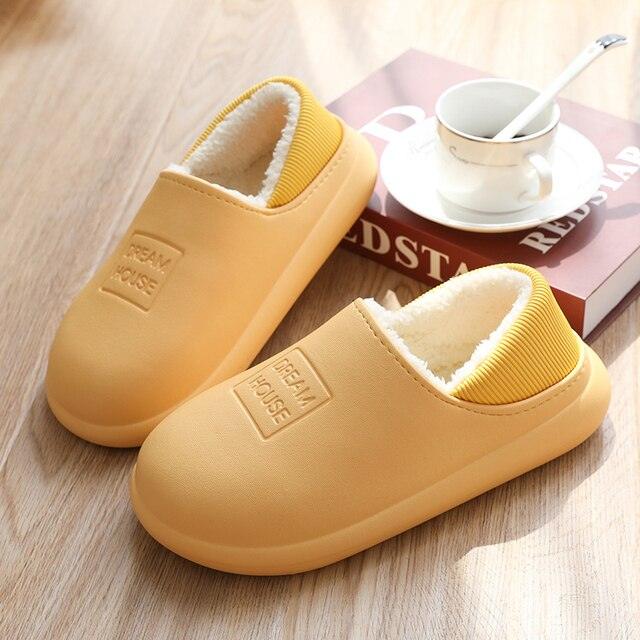 Unisex fur-lined beige yellow indoor clogs Stevvex with Dream House logo on Tampa Home & Garden Store