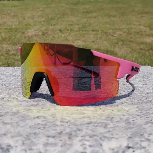 Unisex polarized sunglasses Stevvex, pink frame, mirrored gradient lenses, UV protection on Tampa Home & Garden Store