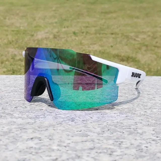 Unisex polarized sunglasses with bluegreen mirrored lenses white frame Stevvex protection on Tampa Home & Garden Store