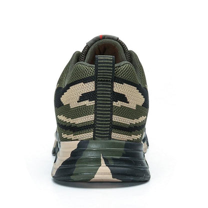 Camouflage green athletic sneakers, unisex running shoes with knit upper on Tampa Home & Garden Store