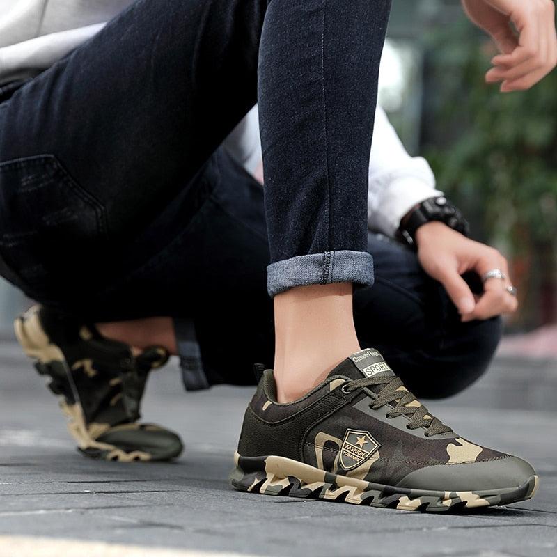 Stevvex camouflage running sneakers olive green athletic shoes rugged sole on Tampa Home & Garden Store