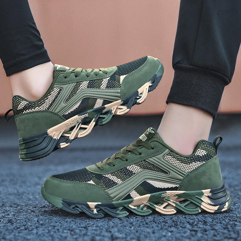Stevvex unisex camouflage green athletic sneakers with breathable mesh, lightweight running shoes on Tampa Home & Garden Store