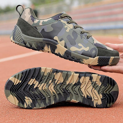 Sneakers Stevvex camouflage athletic shoes, unisex green camo pattern, rugged outsole on Tampa Home & Garden Store