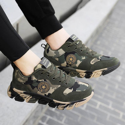 Stevvex camouflage green athletic sneakers pair with breathable upper and rugged sole on Tampa Home & Garden Store