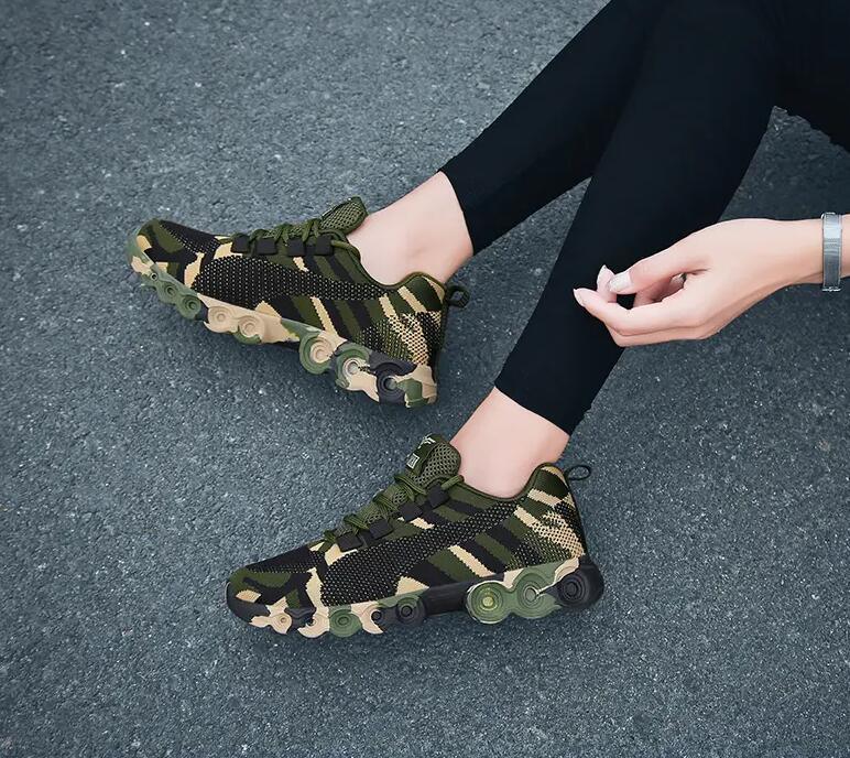 Stevvex camouflage green unisex running sneakers pair, breathable lightweight athletic shoes on Tampa Home & Garden Store