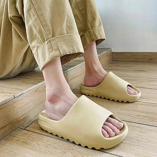 Unisex slippers Stevvex beige EVA open-toe slides with cushioned soft bottom on Tampa Home & Garden Store