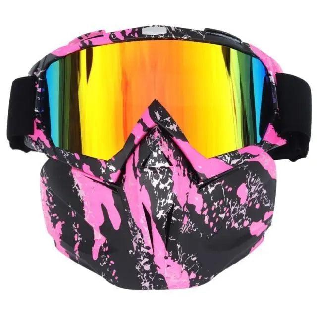Snowboard goggles Stevvex unisex with pink black marble pattern and mirrored lenses mask on Tampa Home & Garden Store