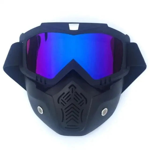Stevvex unisex snowboard goggles with detachable mask, black frame and mirrored blue lenses on Tampa Home & Garden Store
