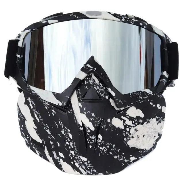 Stevvex unisex snowboard goggles with mirrored lens, black white camo, detachable mask on Tampa Home & Garden Store
