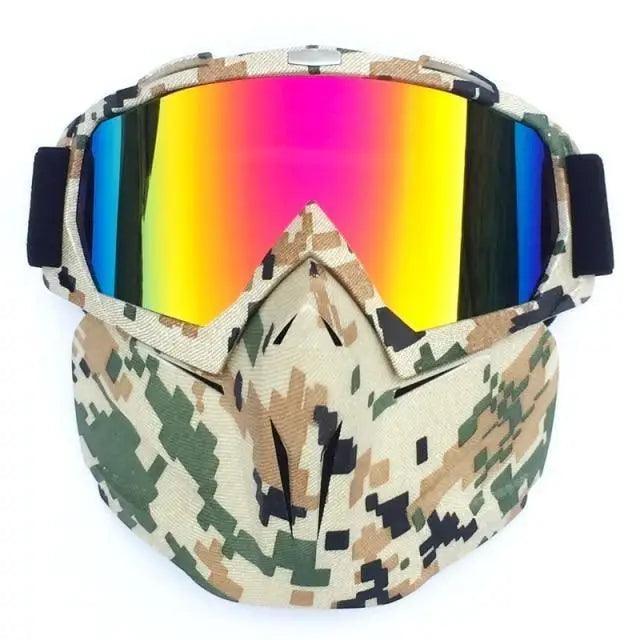 Unisex Stevvex snowboard goggles with detachable camouflage mask and mirrored lenses on Tampa Home & Garden Store