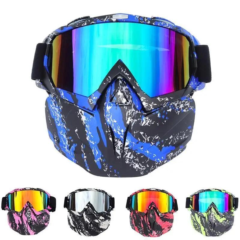 Stevvex unisex snowboard goggles with detachable mask, blue camo frame and mirrored lens on Tampa Home & Garden Store