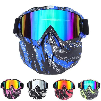 Stevvex unisex snowboard goggles with detachable mask, blue camo frame and mirrored lens on Tampa Home & Garden Store