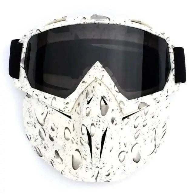 Stevvex unisex snowboard goggles with white waterdrop pattern, black lens, detachable mask on Tampa Home & Garden Store