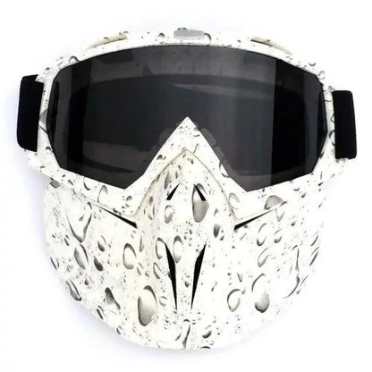 Stevvex unisex snowboard goggles with white waterdrop pattern, black lens, detachable mask on Tampa Home & Garden Store