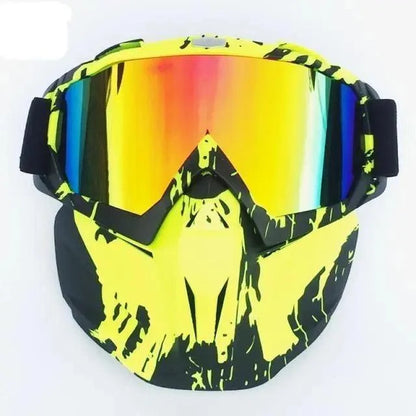 Snow goggles Stevvex unisex with detachable mask, neon yellow camo, mirrored rainbow lens on Tampa Home & Garden Store