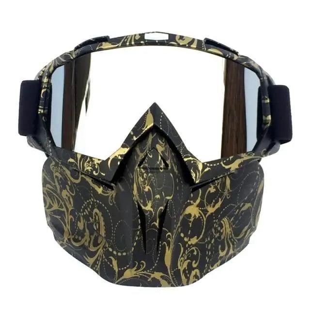 Stevvex unisex snowboard goggles with detachable mask, black-gold camo, mirrored lenses on Tampa Home & Garden Store