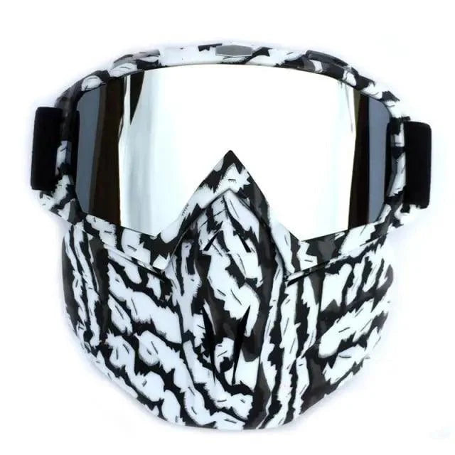 Stevvex unisex snow goggles with black white camo and detachable mask mirrored lens on Tampa Home & Garden Store