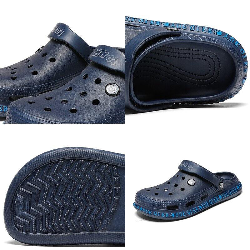 Stevvex unisex navy blue summer sandals, breathable lightweight slip-on water clogs on Tampa Home & Garden Store