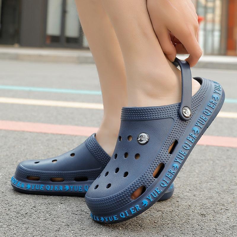Stevvex unisex navy blue water sandals with perforated upper, heel strap on Tampa Home & Garden Store