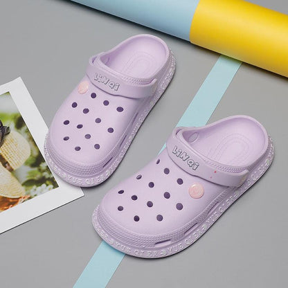 2 lavender Stevvex unisex summer sandals with perforated uppers and strap closure on Tampa Home & Garden Store