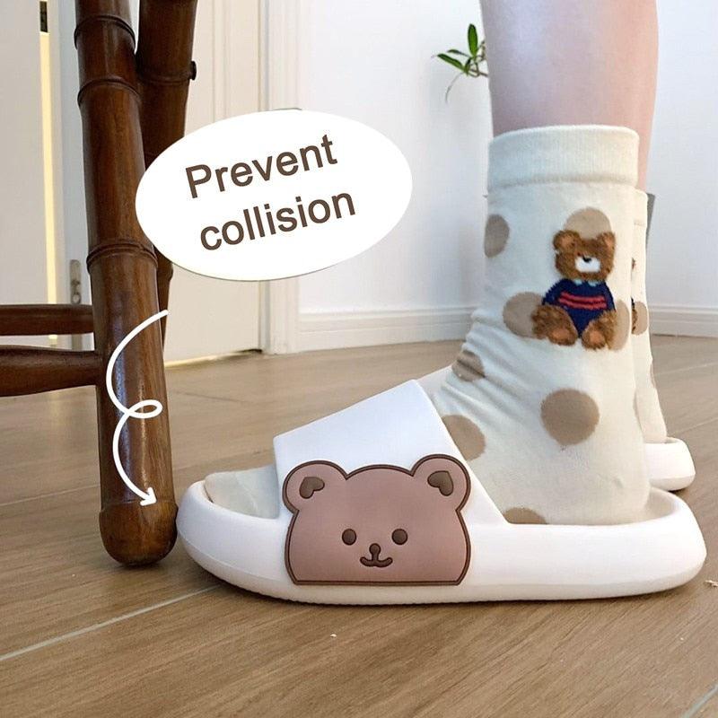 Unisex Thick Sole For Beach And Pool Slides white sandals with bear-face strap Stevvex on Tampa Home & Garden Store