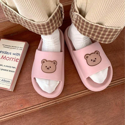Unisex Stevvex pink thick sole beach and pool sandals with bear face strap on Tampa Home & Garden Store