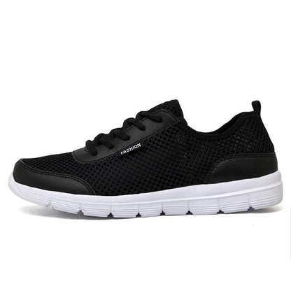 Stevvex unisex mesh sneakers, black breathable lace-up casual shoes with white sole on Tampa Home & Garden Store