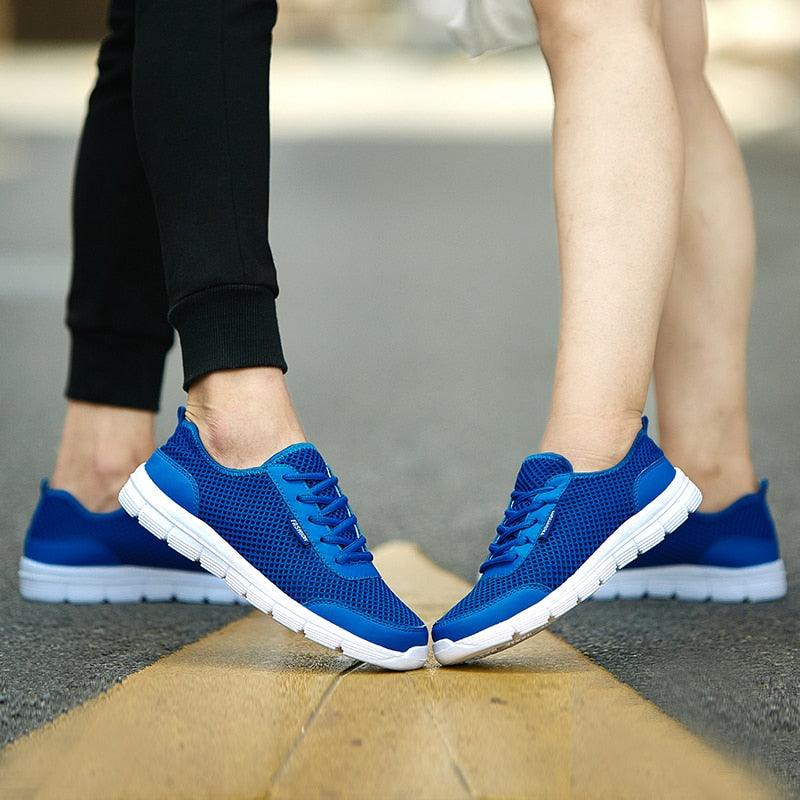 Stevvex unisex blue breathable mesh sneakers with white soles two lightweight casual shoes on Tampa Home & Garden Store