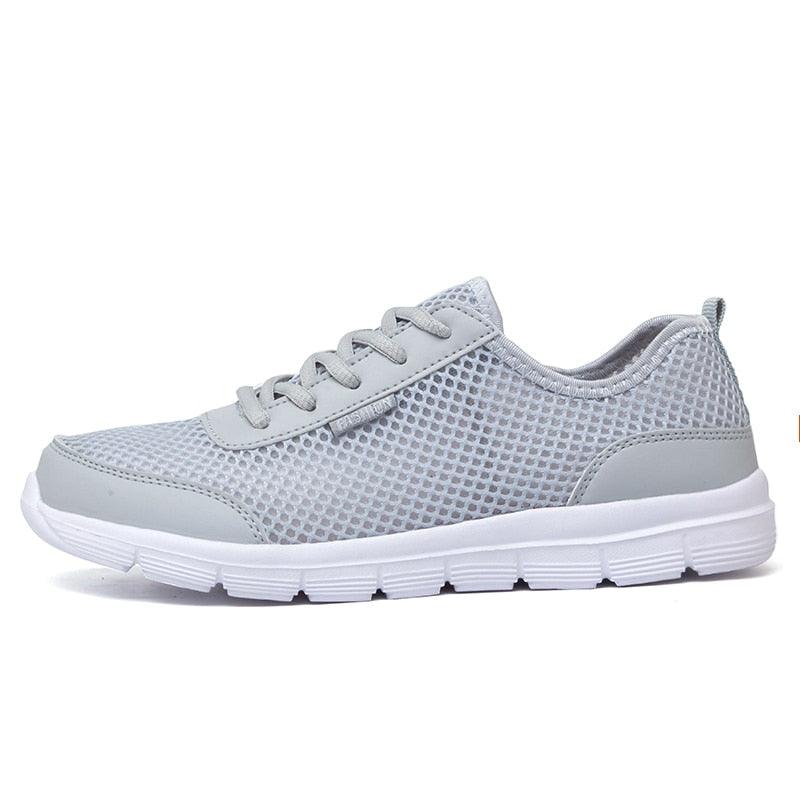 Stevvex unisex breathable mesh sneakers, gray lace-up casual walking shoes, comfort on Tampa Home & Garden Store