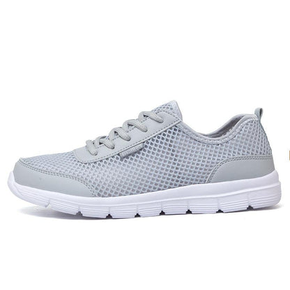 Stevvex unisex breathable mesh sneakers, gray lace-up casual walking shoes, comfort on Tampa Home & Garden Store