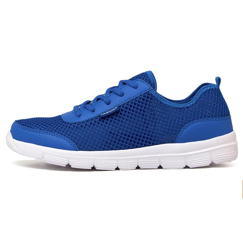 Unisex Stevvex blue mesh sneakers, breathable lace-up casual walking shoes, lightweight on Tampa Home & Garden Store