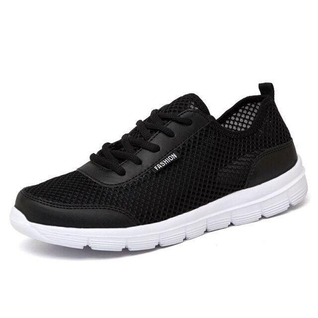 Unisex Summer Sneakers Stevvex black mesh lace-up casual shoes breathable lightweight on Tampa Home & Garden Store