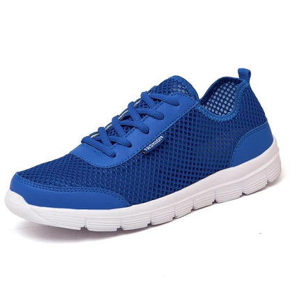 Sneakers Stevvex blue mesh unisex breathable lace-up casual footwear white sole on Tampa Home & Garden Store
