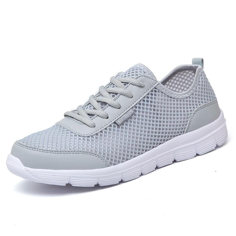 Unisex summer sneakers Stevvex breathable mesh light gray casual lace-up footwear on Tampa Home & Garden Store