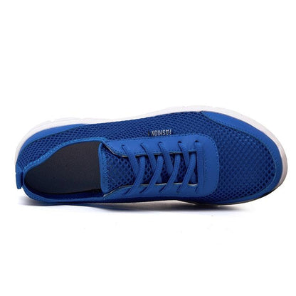 Unisex blue mesh sneakers by Stevvex with lace-up, breathable casual walking shoes on Tampa Home & Garden Store