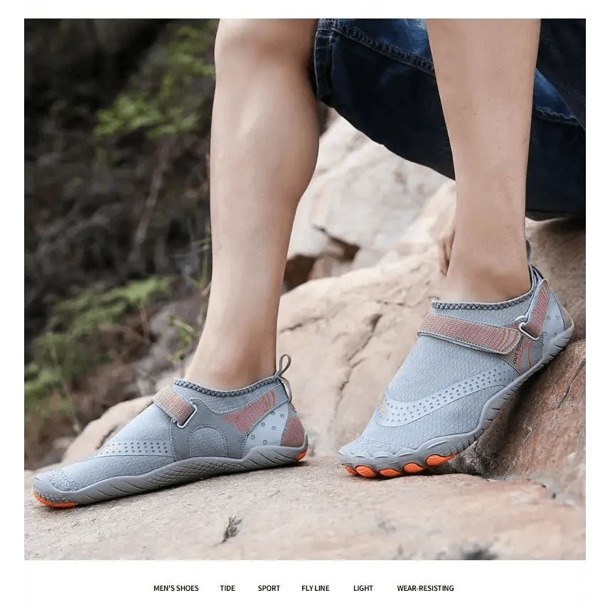 Unisex water shoes Stevvex ST44400FRJ, light blue with pink strap, non-slip orange outsole on Tampa Home & Garden Store