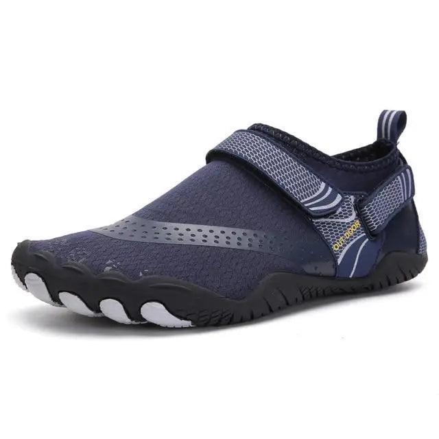 Unisex water shoe Stevvex navy blue slip-on with Velcro strap and non-slip sole on Tampa Home & Garden Store