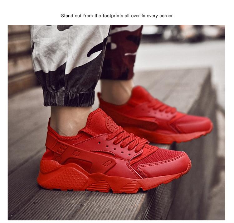 Stevvex red mesh sneakers, unisex casual running shoes with chunky sole on Tampa Home & Garden Store