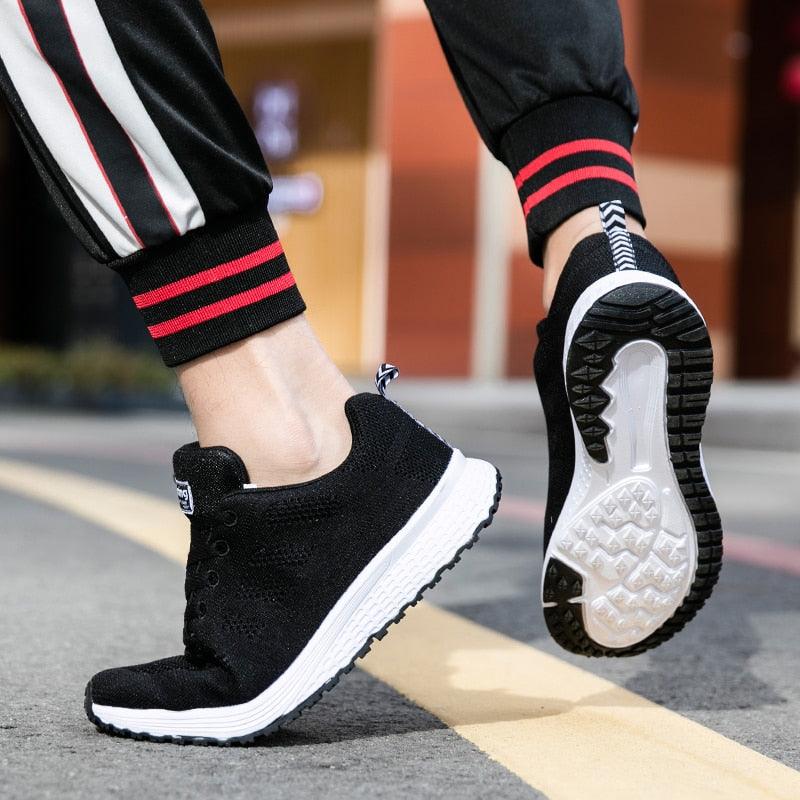 Stevvex black mesh running sneakers, lightweight casual sport shoes with white midsole on Tampa Home & Garden Store