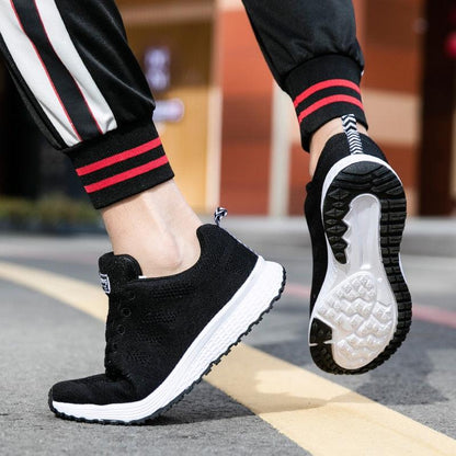 Stevvex black mesh running sneakers, lightweight casual sport shoes with white midsole on Tampa Home & Garden Store