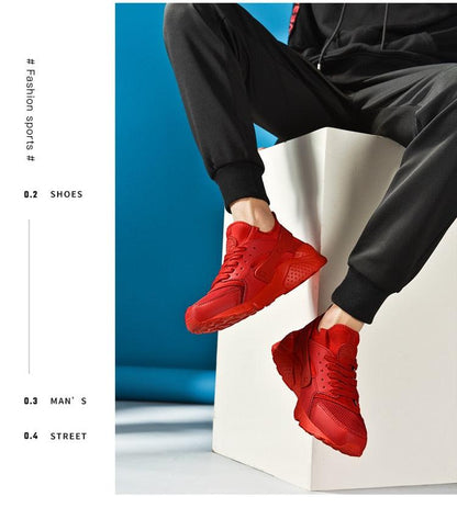 Stevvex unisex red mesh sneakers for casual sports on Tampa Home & Garden Store