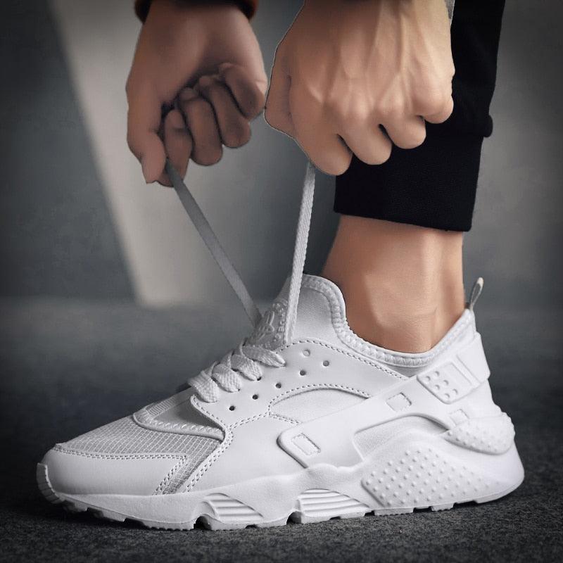 Stevvex white mesh sneakers for casual sports, unisex running style with chunky sole on Tampa Home & Garden Store
