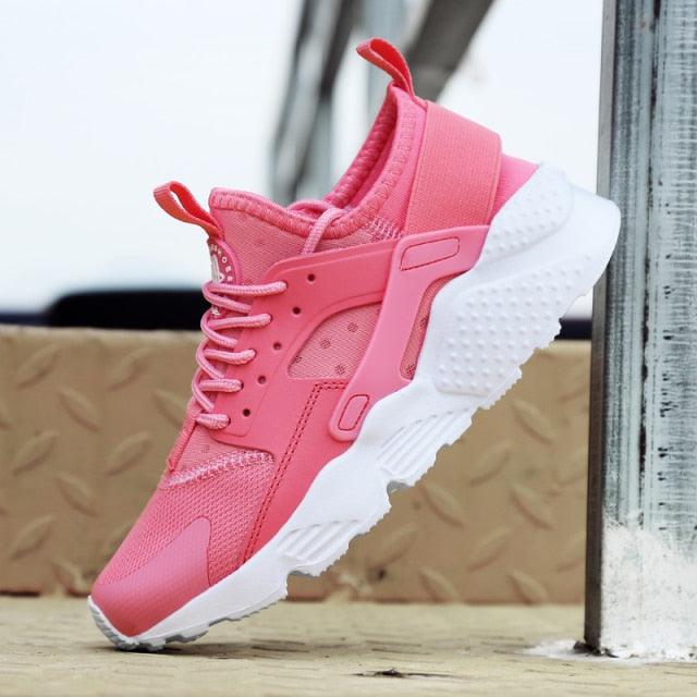 Pink mesh sneakers for unisex Stevvex with chunky white sole for casual sporty wear on Tampa Home & Garden Store