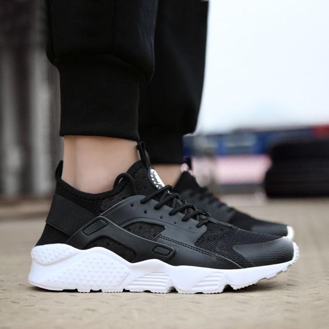 Stevvex unisex black mesh sneakers with white chunky sole for casual sport wear on Tampa Home & Garden Store