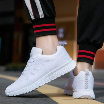 Unisex white mesh sneakers by Stevvex, lace-up running casual sports shoes on Tampa Home & Garden Store