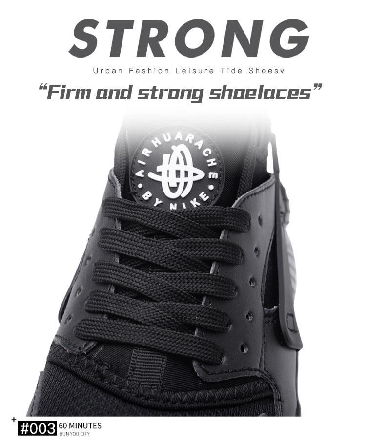 Stevvex sneakers black upper lace-up front view with logo on tongue on Tampa Home & Garden Store